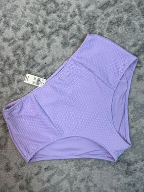 AERIE SWIM BOTTOMS HIGH WAISTED FULL COVERAGE WAFFLE STYLE LINED SZ MED NWT